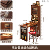 Solid wood sideboard bar table retractable storage partition integrated cabinet living room small apartment sofa side cabinet bar table combination walnut color
