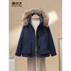 Flying in the Snow Short Down Jacket 25 Winter New Workwear Party Overcome Loose Thickened Big Fur Collar Jacket Navy Blue L