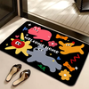 Yusenyi cartoon diatom mud bathroom floor mat powder room water-absorbent non-slip carpet cute special-shaped shower room quick-drying dry feet technology cloth rabbit graffiti white 40x60cm thickened strong water absorption