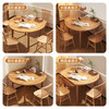 Solid wood folding dining table for small apartments, square table to round table, round square, multi-functional telescopic dining table, four-season island sideboard, solid wood color 80*80*95CM