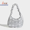 Kangaroo (KANGAROO) new pleated design dumpling bag women's large capacity lightweight shoulder crossbody bag versatile commuting casual niche black