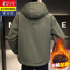 Woodpecker Autumn and Winter Cotton Thickened Jacket Men's Youth Cotton Clothes Casual Hooded Workwear Windproof Jacket Men's 10602/8001 Gray Green Thickened L (Recommended 100-120 catties)