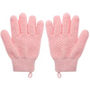 Bath gloves, five-finger creative household bath towel, universal for all seasons, student accommodation bath cleaning artifact, five-finger bath gloves 2 pieces - pink + blue
