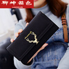 Ye Yu Wallet Women's Long Tri-fold Deer Head Wallet New Fashion Style Frosted Multi-Card Slot Student Wallet Brown