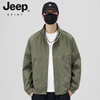 JEEP SPIRIT Men's Jacket Spring and Autumn 2026 New Trendy Brand Stand Collar Loose Casual Men's Top Work Jacket Men's Spring Green L (Recommended 110-130 catties)