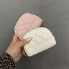 Yunluo compact coin purse for women 2025 new Korean style simple embroidery rhombus zipper card holder mini storage bag key bag white selected flexible leather thickened and wear-resistant