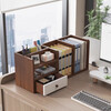 Desktop storage rack desk storage rack workstation desk storage cabinet desk file storage rack small bookshelf with drawer in the middle wilderness color 56*18*25cm
