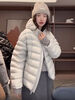 LISM shopping mall same style high-end down jacket white puff turtle back ribs women's short style small and loose coffee color S 80-120