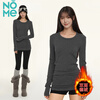 NOME German velvet long-sleeved T-shirt women's autumn and winter round neck warm inner fit slim waist mid-length bottoming shirt top smoke gray XL
