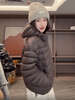 LISM shopping mall same style high-end down jacket white puff turtle back ribs women's short style small and loose coffee color S 80-120