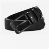 Montblanc business casual men's belt, classic 3.5cm wide series double-sided leather belt, gift choice 130587 (rectangular pin buckle) black embossed/black flat double-sided
