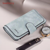 Baellerry domestic products carefully select new women's wallet-like matte fabrics with 30% off change, multiple card slots, long style, light blue