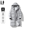 CHOCOOLATEit new hooded lightweight down jacket for men in winter American trendy brand black long coat for men gray S