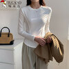 Woodpecker long-sleeved t-shirt bottoming shirt for women pure cotton inner wear spring and autumn 2026 new style right shoulder slim waist top white M