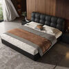Xinchuangmei Puff Bed Genuine leather bedside cowhide suspended home with hydraulic drawer storage master bedroom double bed thickened lattice frame (multiple colors available) steel wood lattice frame puff bed 1800*2000 (frame style)