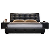 Songxian leather double bed 1.5m x 2m master bedroom king bed large black bear leather bed row frame storage bed #t07 embedded-11