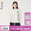 LANCY/LANCY Horse Stepping on the Spring Breeze 2026 Spring New Cotton and Linen Simple Versatile Round Neck Long Sleeve Short T-shirt for Women White M