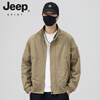 JEEP SPIRIT Men's Jacket Spring and Autumn 2026 New Trendy Brand Stand Collar Loose Casual Men's Top Work Jacket Men's Spring Green L (Recommended 110-130 catties)