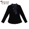 Woodpecker (TUCANO) gold velvet shirt women's long-sleeved bottoming shirt spring, autumn and winter new style waist skirt top mom style noble lining navy blue M recommended 85-100 pounds