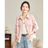 TERRE BLEUE casual short workwear denim jacket for women 2026 spring and autumn new loose striped stitching fake two-piece slimming top
