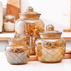 Amber sealed jar food storage glass bottle kimchi jar pickled pickles honey storage box storage empty bottles amber grid 650+1250+2200ML-3 piece set