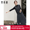 Fanximan old money style suit for women winter new style knitted round neck vest half length skirt two-piece set black gray M