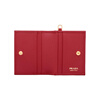 PRADA metal engraved snap closure Saffiano lanyard wallet card holder for women red New Year gift gift box (basic + original box)
