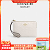 COACH new product COACH/Coach Outlet Women's Classic Logo Presbyopic Short Leather Corner Zipper Wallet Card Holder IM/Chalk White