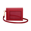 PRADA metal engraved snap closure Saffiano lanyard wallet card holder for women red New Year gift gift box (basic + original box)
