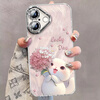 Shihan comes with lens film, suitable for Apple 17 mobile phone case, iphone17 protective cover, all-inclusive lens, anti-fall internet celebrity, advanced creative men's and women's feather yarn shell, hydrangea cat with bracelet