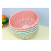 Shantou Lincun vegetable basket plastic drain basket kitchen double-ear vegetable washing basket steamed bun basket household fruit basin round fruit basket green_1 pack