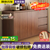 Kang Shiyuan's first hot model solid wood sideboard against the wall integrated rounded corner tea cabinet mid-century style storage cabinet storage cabinet walnut color three drawers double doors 100*40*80