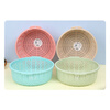 Shantou Lincun vegetable basket plastic drain basket kitchen double-ear vegetable washing basket steamed bun basket household fruit basin round fruit basket green_1 pack