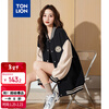 TonLion 2024 Women's Left Chest Woven Label Sleeve Color Block Baseball Jacket Black L