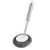 Daily miscellaneous small items 304 stainless steel pot brush artifact kitchen cleaning scrubbing pots and bowls without damaging the pot long handle steel ball brush stainless steel pot brush 1 handle + 2 brush heads