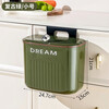 Wall-mounted trash can for kitchen household flip-top bend-free toilet paper basket with gap for kitchen waste hanging storage bucket sliding cover small size - retro green