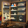 Musong e-sports hole board storage rack Internet cafe wall display rack home study table decoration wall-mounted metal storage rack storage box * 3 + storage rack * 3 + L-shaped hook * 4 + U-shaped hook * 2 Default does not come with light strips and accessories