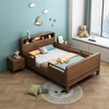 Children's solid wood bed with guardrails dormitory student single bed 1.5 meters simple small apartment bedroom bed with lights solid wood single bed door-to-door delivery 1.35 meters * 2.0 meters frame structure