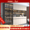Qingfu sideboard multi-functional all-in-one wall high cabinet wine cabinet living room modern simple home kitchen storage storage cabinet milk coffee color solid wood length 1.2 meters combination 40 cabinets