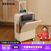 REDOO luggage for female students, front-opening trolley case, multi-functional password box, large-capacity suitcase, boarding suitcase for men, milk white (upgraded thickening + transparent case cover) 20 inches USB + cup holder + front-opening cover