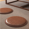 Japanese futon home waterproof cushion tatami balcony bay window cushion floor Zen leather memory foam round cushion-wild ink coffee brown diameter 35cm waterproof and oil-proof