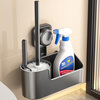 Yingsuyu Suction Cup Toilet Brush Set Home No Dead Angle Bathroom Wall-mounted No-Punch Toilet Cleaning Brush Toilet Cleaning Artifact Gun Ash 1 Pack (Toilet Brush + Gap Brush + Storage Rack)