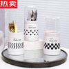 MZXM Japanese imported quality chopstick tube household creative ins drain chopstick cage tableware with lid storage shelf chopsticks black and white checkerboard