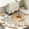 Austrian kitchen knife holder, storage rack, kitchen knife holder, chopping board, pot lid holder, knife holder, chopstick cage, integrated multi-functional storage rack, cream white countertop, double chopstick barrel + chopping board holder