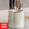 Rotating knife holder kitchen rack multi-functional storage box chopstick barrel knife integrated kitchen knife chopstick cage 2026 new style cream white 360 rotation easy to clean drain and mildew proof