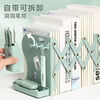 Class 2, Grade 3, Desktop retractable book stand, book storage rack with pen holder, book clips, fixed book stand, student table folding bookshelf for high school student classroom, extra thick, matcha green + pen holder + storage box + hook