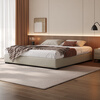 Fasati no bedside master bedroom small apartment floor-standing Italian minimalist leather bed light luxury modern simple backless bed single bed (flagship version 20cm ribbed frame) 1.8*2m box frame structure