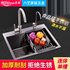 Soft and beautiful handmade large single-slot kitchen thickened large single-slot 304 stainless steel dishwashing basin household easy-to-clean dishwashing sink