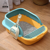 Wang Yejun cat litter box semi-enclosed top-in cat toilet to prevent splashing kitten adult cat cat litter box cat litter box with cat litter shovel medium size