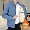 Woodpecker Autumn and Winter New Men's Jacket Plus Velvet Thickened Jacket Youth Warm Clothes Slim Trendy Stand Collar Jacket H0919/Stand Collar Beige Velvet 2XL